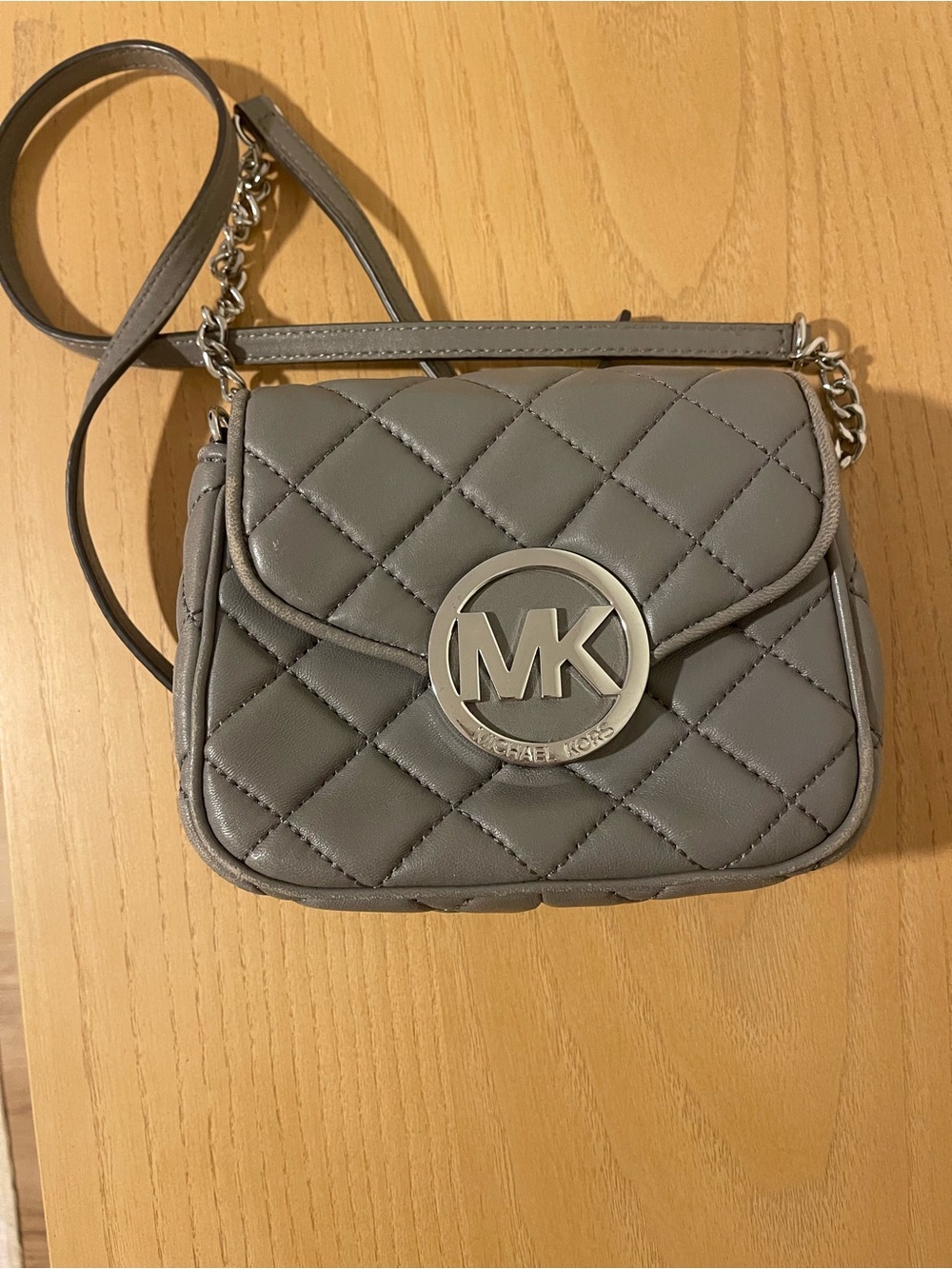 Michael Kors Quilted MK Medallion Crossbody in Gray